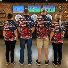 Load image into Gallery viewer, Red Dripping Rhino Funny Men Darts Polo 1/4-Zip Shirt Custom Grunge American Flag Dartboard Apparel NYN3358