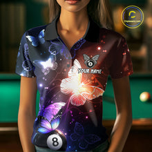 Load image into Gallery viewer, Multi-Color Butterfly 8 Ball Pool Polo &amp; 1/4 Zip Shirts For Women Custom Pool Billiard Team Jerseys NYN2972