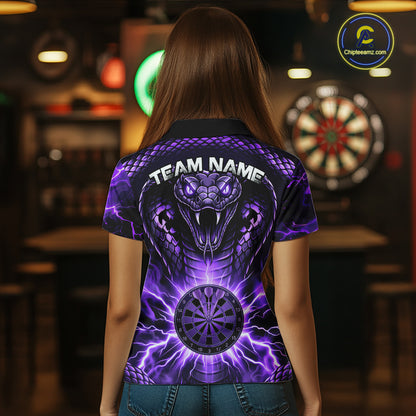 Thunder Lightning Purple Cobra Snake Dart Shirts For Women Custom Team Outfit Darts Jerseys NYN3361