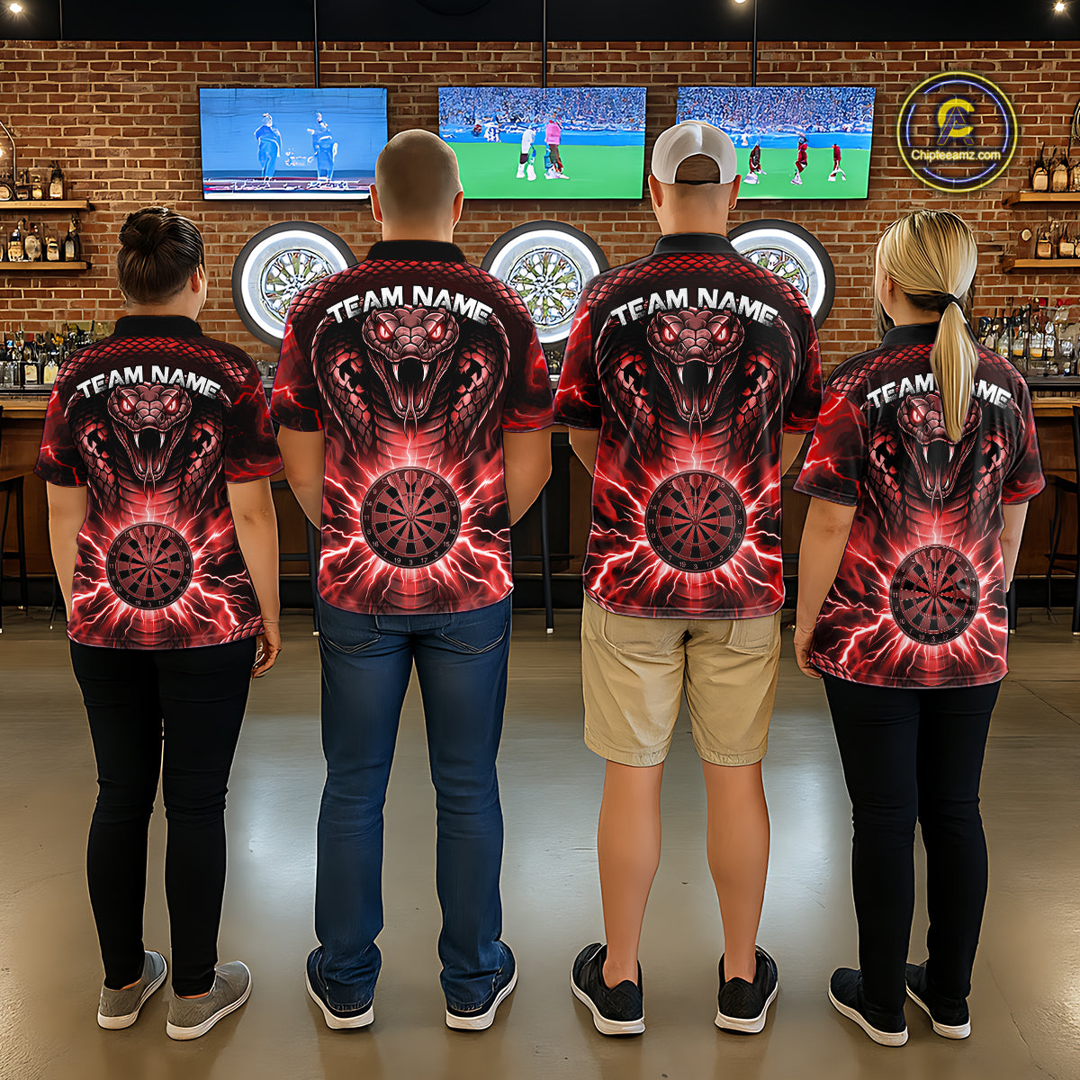 Thunder Lightning Red Cobra Snake Dart Shirts For Men Custom Team Outfit Darts Jerseys NYN3362