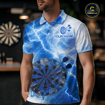 Personalised Blue And White Smokes Men Dart Shirts Custom Thunder Darts Team Shirt For Players NYN3365