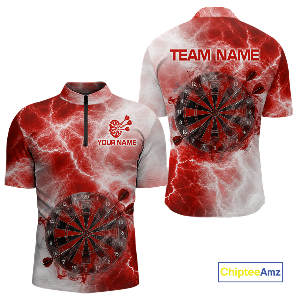 Personalized red and white smoke dart shirt for men thunder darts jersey