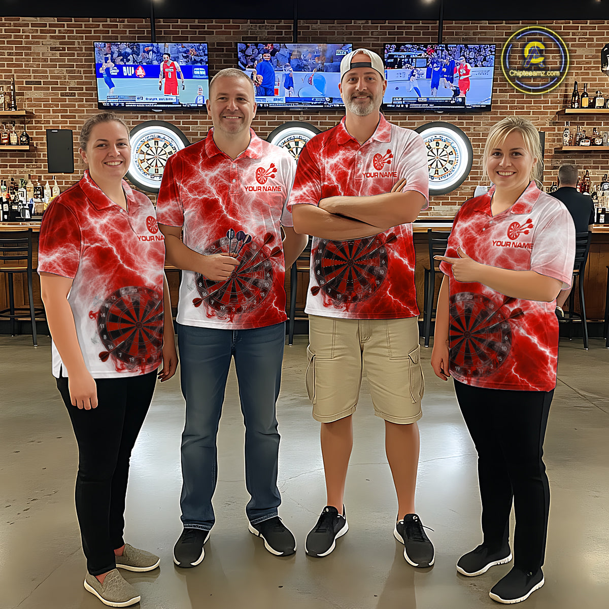 Personalised Red And White Smokes Women Dart Shirts Custom Thunder Darts Team Shirt For Players NYN3367