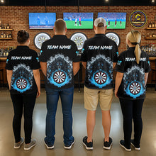 Load image into Gallery viewer, Grey And Blue Flames Wolf Custom Men's Funny Dart Polo Shirts Team Dart League Jerseys NYN2079