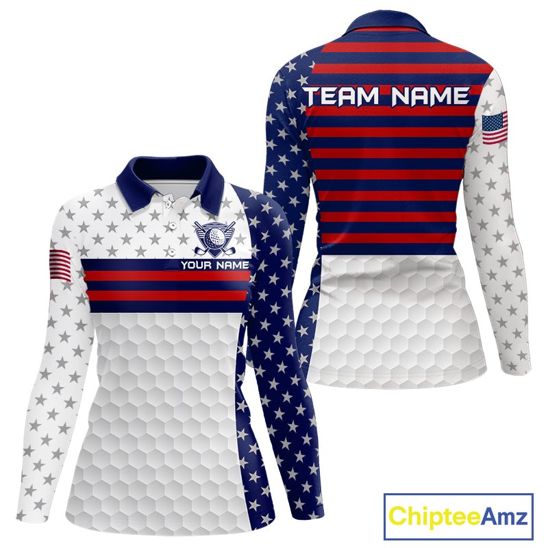 American flag 250th anniversary womens golf polo patriotic golf shirt
