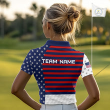 Load image into Gallery viewer, American Flag Anniversary Women Golf Polo Shirt Custom Golf Team Patriotic Golf Tops NYN3384