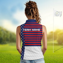 Load image into Gallery viewer, American Flag Anniversary Women Golf Sleeveless Polo Shirt Custom Golf Team Patriotic Golf Tops NYN3384