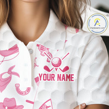 Load image into Gallery viewer, Pink Cowgirl Golf Polo Shirts For Women Custom Cowgirl Funny Golf Shirts, Upf Golf Shirts NYN3394
