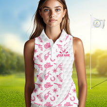 Load image into Gallery viewer, Pink Cowgirl Golf Sleeveless Polo Shirts For Women Custom Cowgirl Funny Golf Shirts, Upf Golf Shirts NYN3394