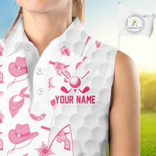 Load image into Gallery viewer, Pink Cowgirl Golf Sleeveless Polo Shirts For Women Custom Cowgirl Funny Golf Shirts, Upf Golf Shirts NYN3394