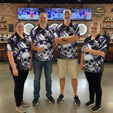 Load image into Gallery viewer, Black &amp; Purple Dartboard Grunge Men Darts 1/4-Zip Shirts Custom Multi-Skull Dart Team Jerseys NYN2350