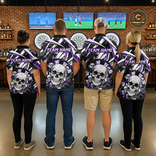 Load image into Gallery viewer, Black &amp; Purple Dartboard Grunge Men Darts 1/4-Zip Shirts Custom Multi-Skull Dart Team Jerseys NYN2350