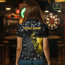 Load image into Gallery viewer, Bull &amp; Dartboard Custom Grunge Women Darts Polo Shirt Yellow Darts Team Jersey NYN2352