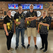 Load image into Gallery viewer, Bull &amp; Dartboard Custom Grunge Women Darts Polo Shirt Yellow Darts Team Jersey NYN2352