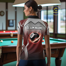 Load image into Gallery viewer, Black And Red 8 Ball Pool Women Billiard Polo &amp; Quarter Zip Shirt Custom 8  Ball Billiard Team Jersey NYN2986