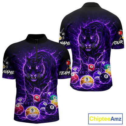 Thunder Purple Horror Tiger Pool Ball Billiard Shirt For Men Custom 8 Ball Billiard Team Attire NYN2629
