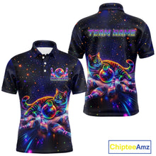 Load image into Gallery viewer, Funny Cat Bowling Polo Quarter Zip Shirt For Men Custom Colorful Galaxy Team Jersey