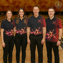 Load image into Gallery viewer, Bowling team wearing matching fire flame jerseys during championship play, representing unity, teamwork, passion and championship excellence.