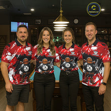 Load image into Gallery viewer, Funny Billiard 8 Ball Cowboy Gun Shirt For Men Custom Grunge Billiard Team Attire | Red NYN3435