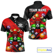 Load image into Gallery viewer, Boxing Bull Hold 8 Ball Pool Funny Billiard Shirt For Men Personalized Pool Balls Billiard Shirts NYN2652