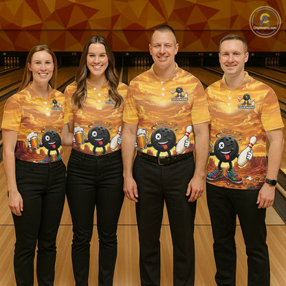 Mens Funny Beer Bowling Ball Shirts For Men Custom Team Polo Quarter-Zip Bowling Jerseys NYN3454