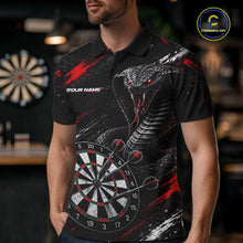 Load image into Gallery viewer, Male model wearing Black Red Cobra Darts Polo, Personalized Tournament Uniform