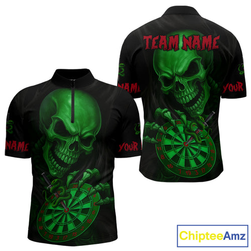 Custom Blood Cobra Green Dartboard Skeleton Dart Men Quarter-Zip Jerseys Dart Team Shirt NYN1652