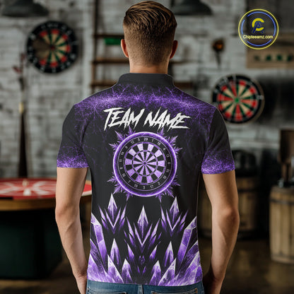 Purple Icy Snowflake Darts Polo & Quarter Zip Shirt For Men Custom Dart Team Shirts Darts Gifts NYN4089