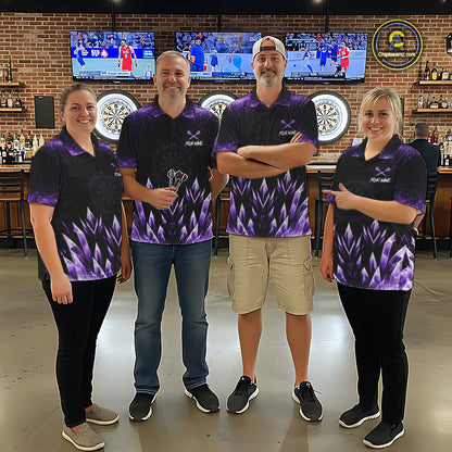 Purple Icy Snowflake Darts Polo & Quarter Zip Shirt For Men Custom Dart Team Shirts Darts Gifts NYN4089