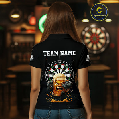 Funny Running Beer Robot & Dartboard Custom Women Darts Quarter-Zip Shirt Funny Dart Jerseys NYN1946