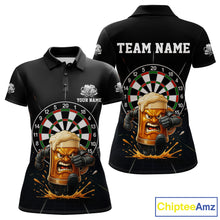 Load image into Gallery viewer, Funny Running Beer Robot &amp; Dartboard Custom Women Darts Quarter-Zip Shirt Funny Dart Jerseys NYN1946
