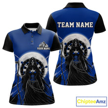 Load image into Gallery viewer, Black And Blue Grim Reaper Moon Dartboard Custom Women Darts Quarter-Zip Shirt Gothic Dart Jerseys NYN1948
