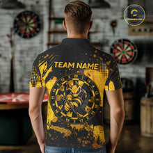 Load image into Gallery viewer, Black And Yellow Grunge Funny Bee Darts Polo &amp; 1/4 Zip For Men Personalized Dart Team Shirts NYN3237