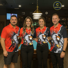 Load image into Gallery viewer, Black And Orange Claws 8 Ball &amp; 9 Ball Mens Polo Shirts Custom Eagle Billiard Team Apparel NYN3296