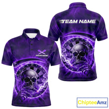 Load image into Gallery viewer, Smoking Purple Flames Skull Darts Custom Men Polo Dart Jerseys Thunder Dart League Shirt NYN2050
