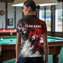 Load image into Gallery viewer, Red Grey Splatter Paint Pool 8 Ball 3D Billiard Shirt For Women Personalized  Billiard Attire Gifts NYN2567