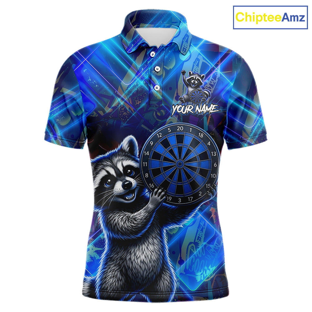 Funny raccoon graffiti dart shirt custom blue dart polo apparel