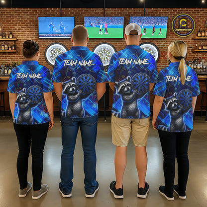 Thunder Raccoon Funny Men Dart Shirt Custom Graffiti Polo & 1/4-Zip Dart Clothing | Blue NYN3343