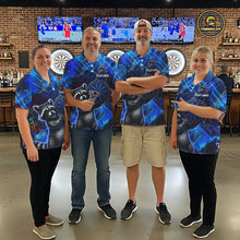 Load image into Gallery viewer, Thunder Raccoon Funny Men Dart Shirt Custom Graffiti Polo &amp; 1/4-Zip Dart Clothing | Blue NYN3343