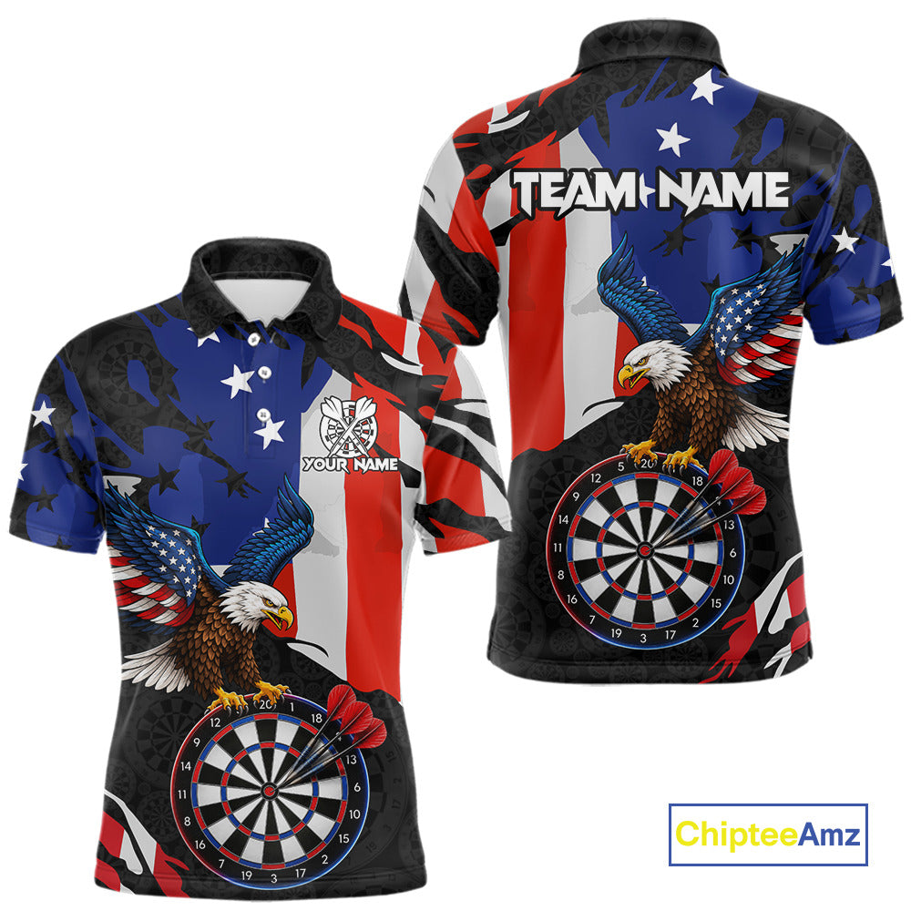 Red black and blue American flag eagle darts shirt for men patriotic jersey