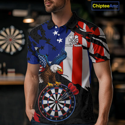 Person wearing a shirt with an eagle and dartboard design, with 'Chiptee Amz' branding.