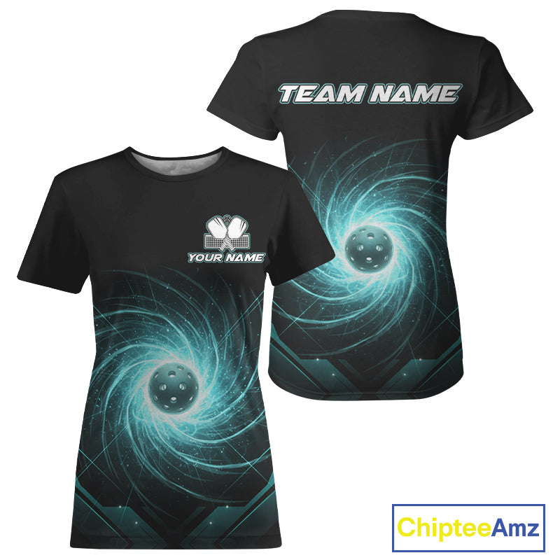Custom Lightning Turquoise Swirl Pickleball Ball T-Shirt Women Outfits Pickleball Jerseys NYN1866