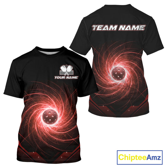 Custom Lightning Red Swirl Pickleball Ball T-Shirt Men Outfits Pickleball Jerseys NYN1867