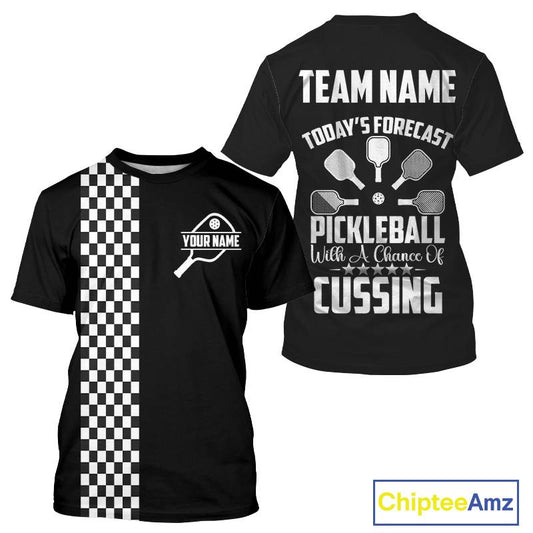 Custom Black-White Caro Pickleball Ball League Jerseys Men Pickleball Paddle Team Shirts NYN2145
