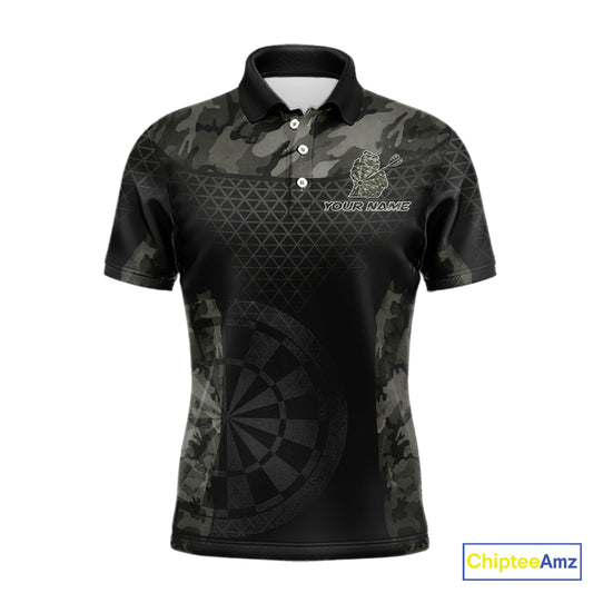 Personalized Black Dartboard Camouflage Darts Polo & 1/4-Zip Shirts For Men Dart Team Jerseys NYN2816
