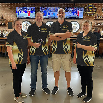 Black & Gold Human Play Dartboard Women Dart Shirts Custom Darts Polo Team Jersey NYN2449