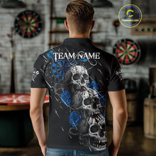 Load image into Gallery viewer, Custom Blue Roses Blood Dripping Skull Dartboard Men Darts Polo Shirt Dart Jerseys NYN1926