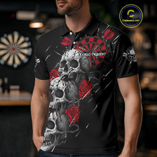 Load image into Gallery viewer, Custom Red Roses Blood Dripping Skull Dartboard Men Darts Polo Shirt  Dart Jerseys NYN1927