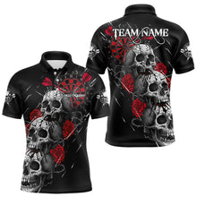 Load image into Gallery viewer, Custom Red Roses Blood Dripping Skull Dartboard Men Darts Polo Shirt  Dart Jerseys NYN1927