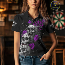 Load image into Gallery viewer, Custom Purple Roses Blood Dripping Skull Dartboard Women Darts Polo Shirt  Dart Jerseys NYN1928